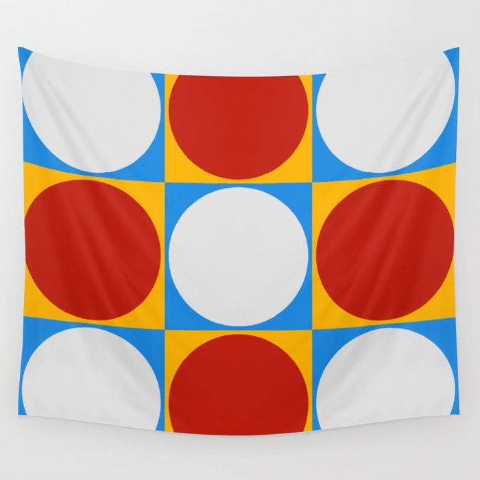 Dots on Checkerboard Wall Tapestry