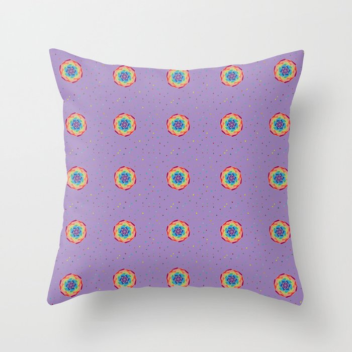 Rainbow Florets with Confetti Lilac Throw Pillow
