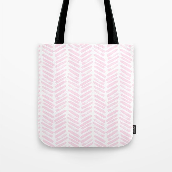 Handpainted Chevron pattern light pink stripes Tote Bag