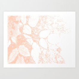 Small branch of leaves - Salmon Pink Art Print