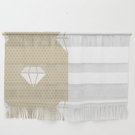 White Diamond Lace Vertical Split on Vintage Beige Wall Hanging