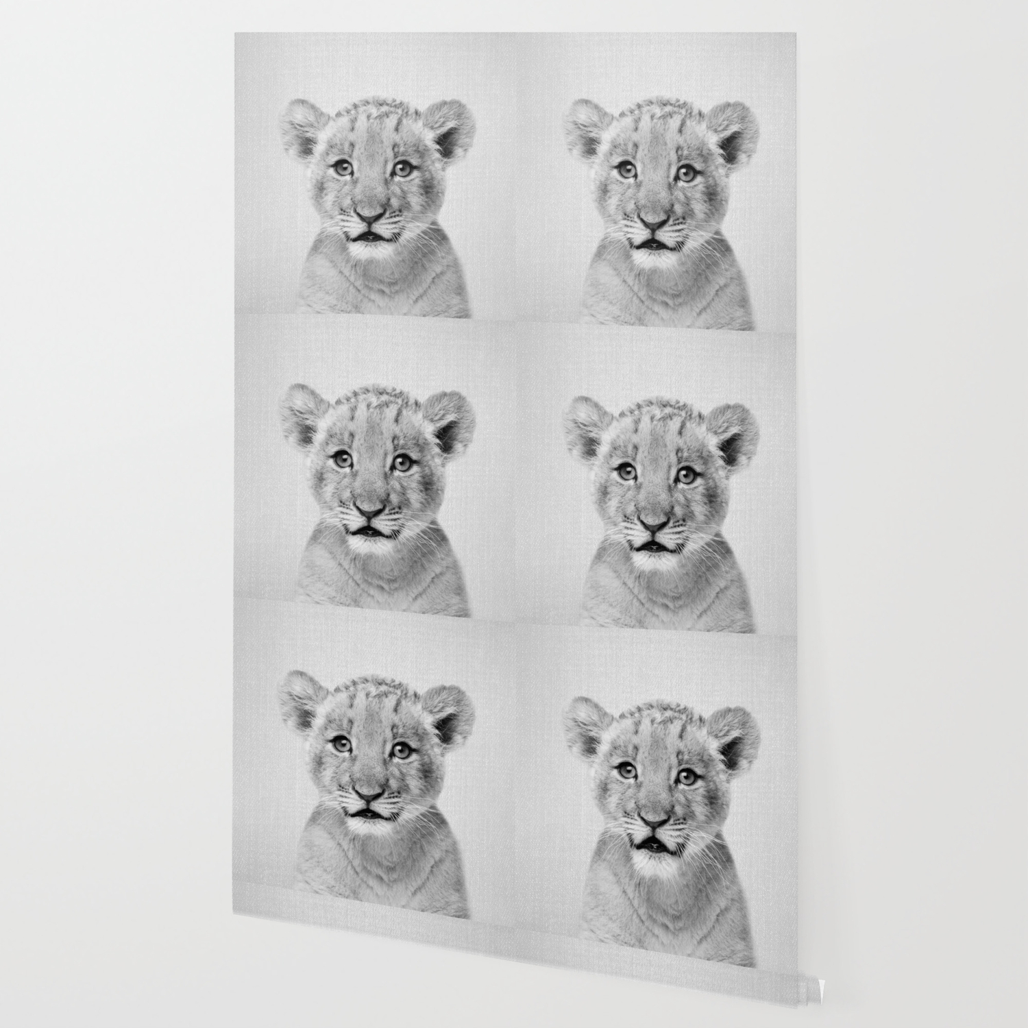 Baby Lion Black White Wallpaper By Galdesign Society6
