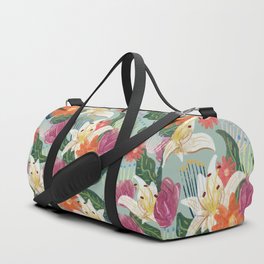 mint watercolor floral pattern Duffle Bag