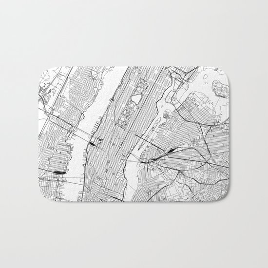 New York City White Map Bath Mat