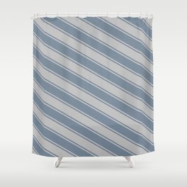 [ Thumbnail: Light Slate Gray & Grey Colored Lines Pattern Shower Curtain ]