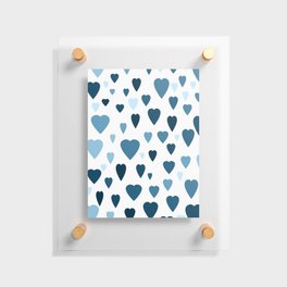 deep blue heart pattern Floating Acrylic Print