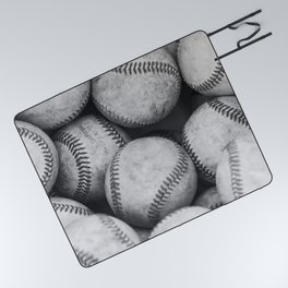 Baseballs Black & White Graphic Illustration Design Picnic Blanket