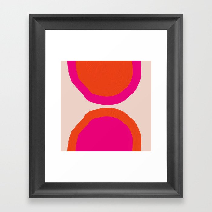 Curved Trajectories (Fuchsia Pink and Orange) Framed Art Print