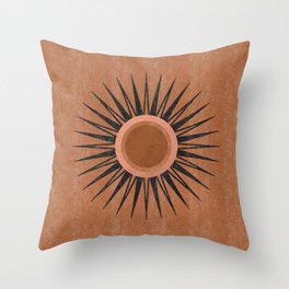 Terracotta Mid Century Sunburst Throw Pillow