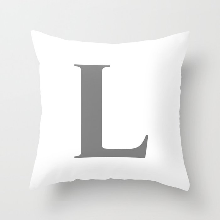 L MONOGRAM (GRAY & WHITE) Throw Pillow