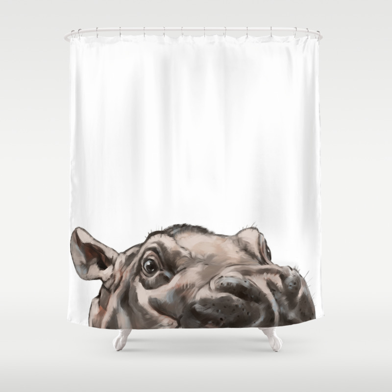 Peeking Baby Hippo Shower Curtain By Bignosework Society6