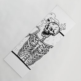 Skeleton Drinking a Cup of Coffee Yoga Mat