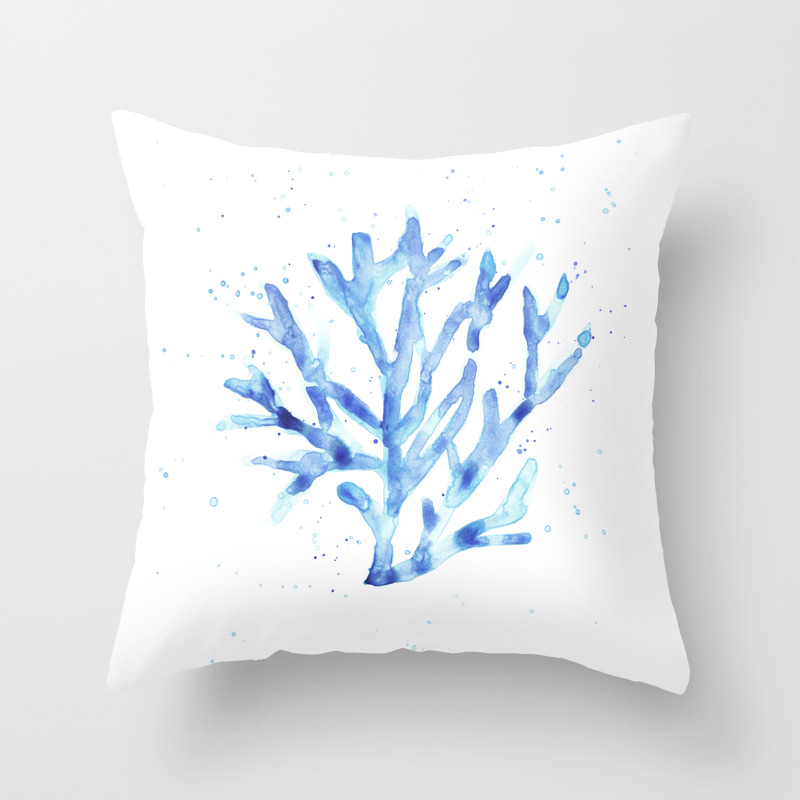 Blue Coral Throw Pillow By Hellomonday Society6