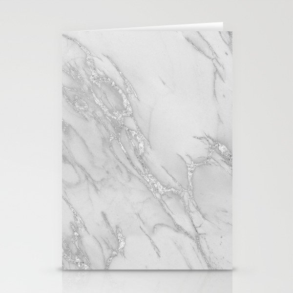 Marble Love Silver Metallic Stationery Cards