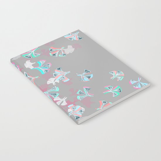 Flight - abstract in pink, grey, white & aqua Notebook