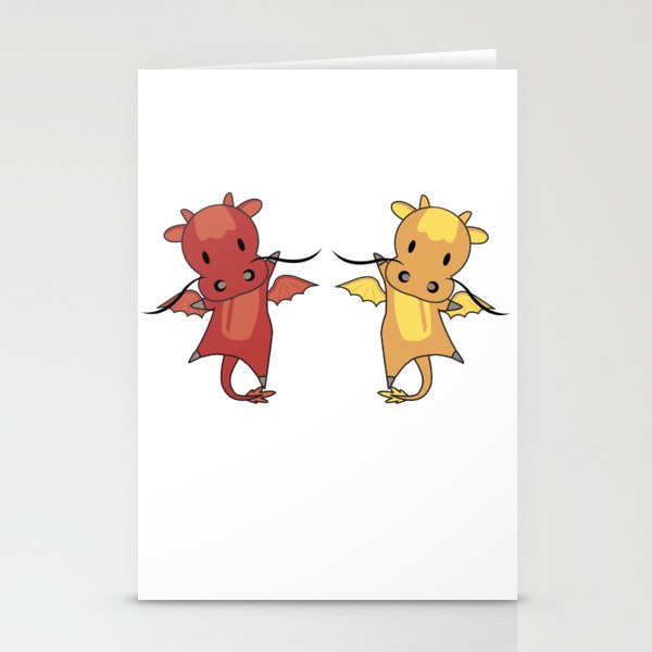 Dragon Red And Yellow Dragon Fairy Tale Fantasy Stationery Cards