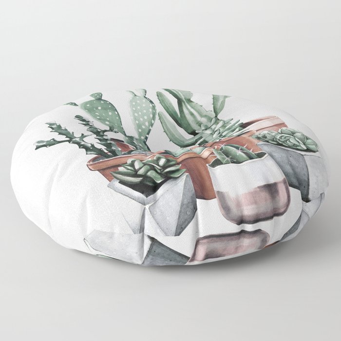 Potted Cacti + Succulents Rose Gold Floor Pillow