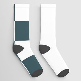 Dark Green and White Chess With Solid White Vertical Split   Socks