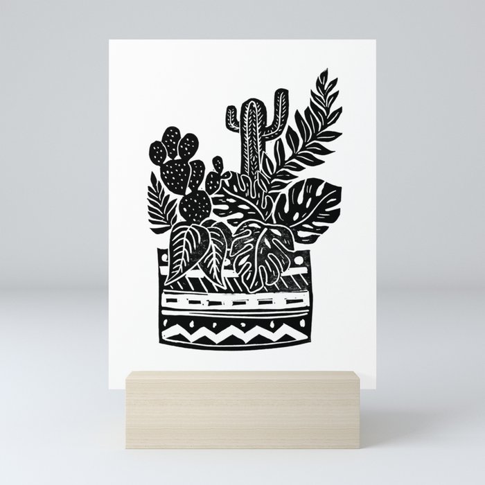 Botanical Pot Block Print Mini Art Print
