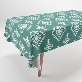Green Blue and White Native American Tribal Pattern Tablecloth