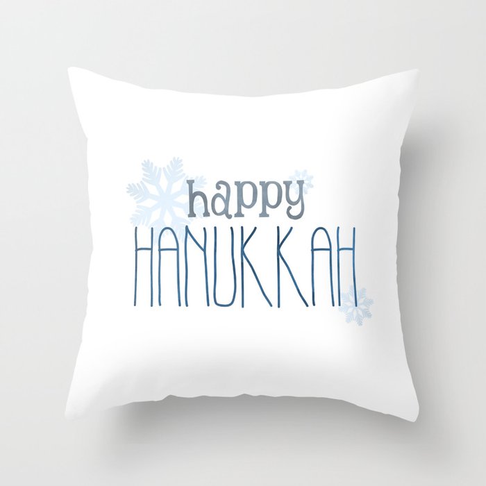 Happy Hanukkah | Snowflakes Throw Pillow