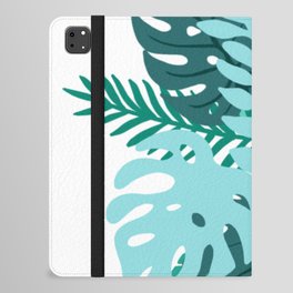 Blue and Green Tropical Leaves iPad Folio Case