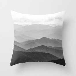 Forest Fade - Black and White Landscape Nature Photography Throw Pillow