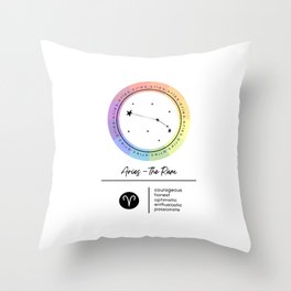 Aries Zodiac | Color Wheel Throw Pillow