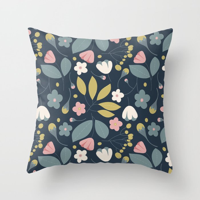Fresh Florals - spring pinks and greens Throw Pillow