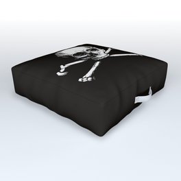 Skull and Crossbones | Jolly Roger | Pirate Flag | Black and White | Outdoor Floor Cushion