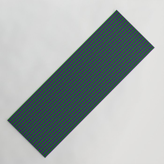 Indigo & Green Colored Pattern of Stripes Yoga Mat