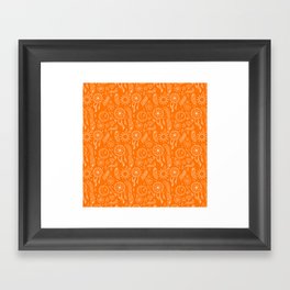 Orange And White Hand Drawn Boho Pattern Framed Art Print
