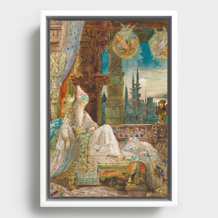 The dreaming alchemist - Gustave Moreau Framed Canvas