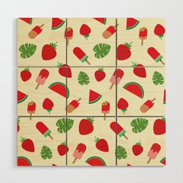 Delicious fruit popsicles ,watermelon and strawberry  Wood Wall Art