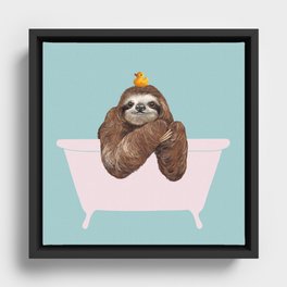 Sloth in Bathtub  Framed Canvas