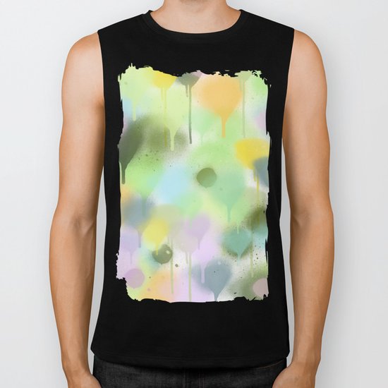 Dripping paint abstract in pastel colors Biker Tank