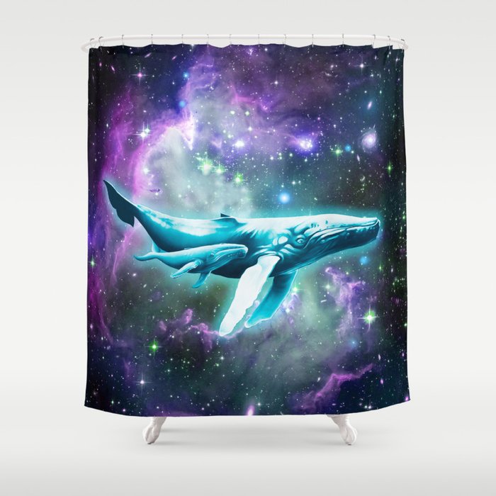 Whales in Space Shower Curtain