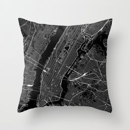 New York City Black Map Throw Pillow