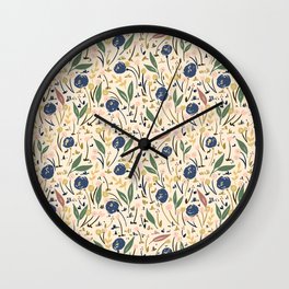 Pale Ditsy Rose Meadow Floral Pattern Wall Clock