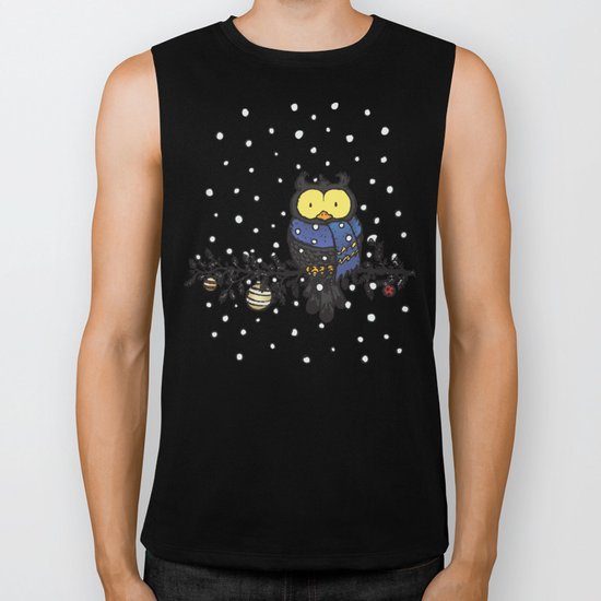 Owl in the snow Biker Tank