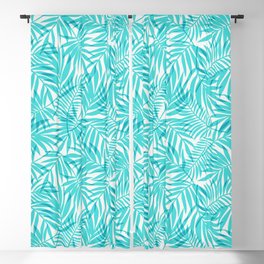 Blue Turquoise Palm Leaves Blackout Curtain