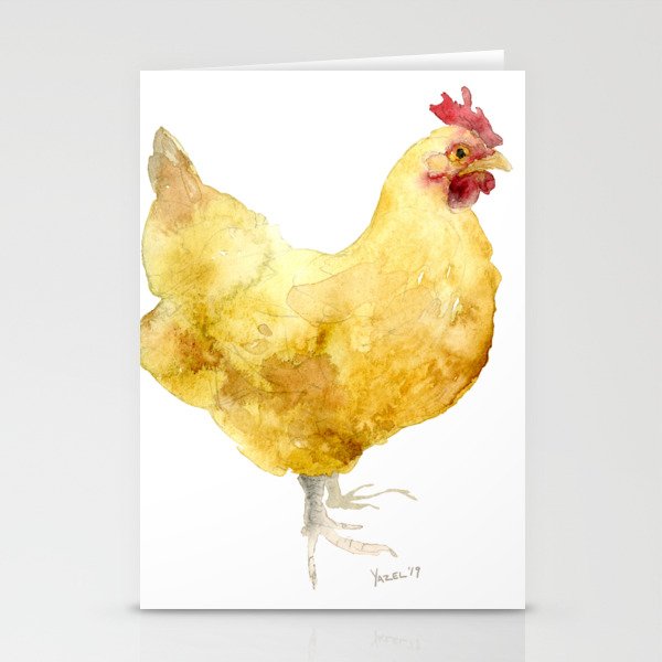 Buff Orpington Hen- Chicken watercolor Painting Stationery Cards