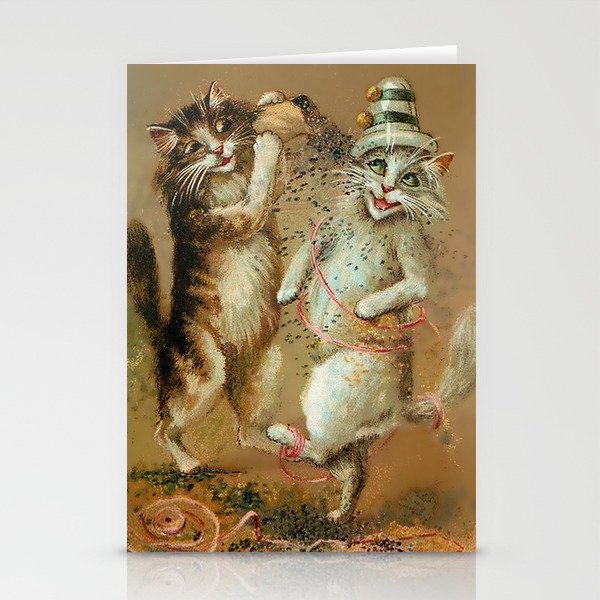 “Cat Party with Confetti” by Maurice Boulanger Stationery Cards