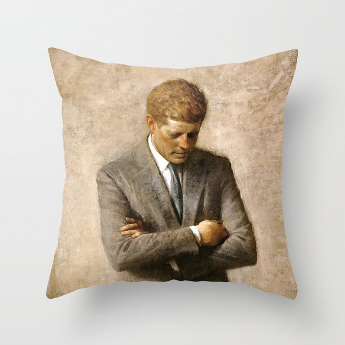 Official Portrait of President John F. Kennedy by Aaron Shikler Throw Pillow