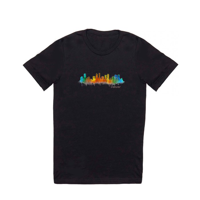 Denver Colorado City Watercolor Skyline Hq v2 T Shirt