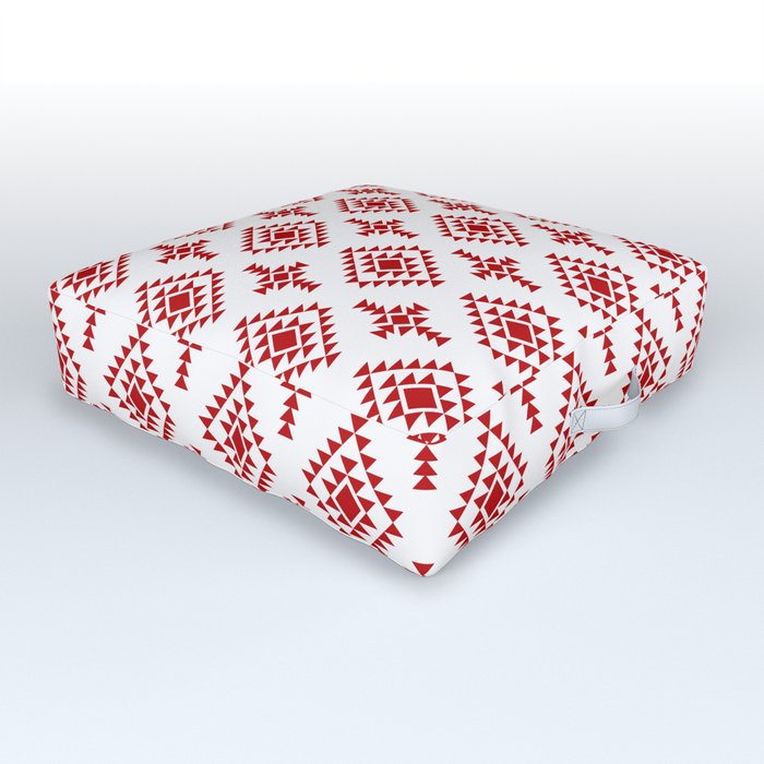 Red Native American Tribal Pattern Outdoor Floor Cushion