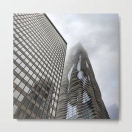 Aqua Tower Mist Metal Print | Black And White, Photo, Chicago, Modern, Cityscape, Studiogang, Architecture 