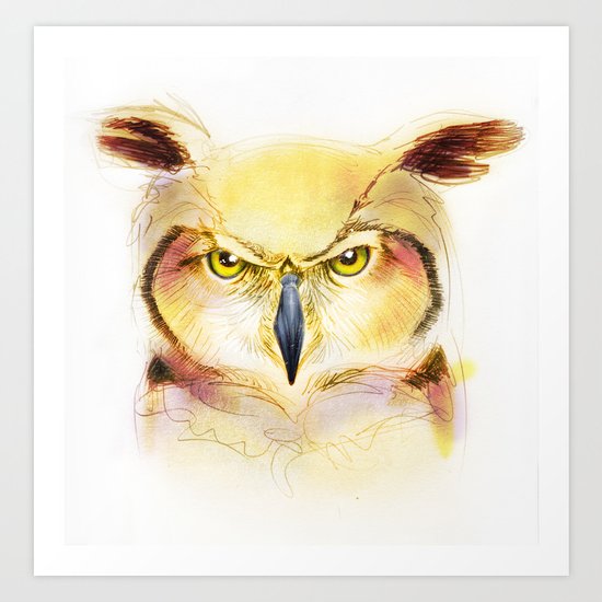Angry Owl Art Print