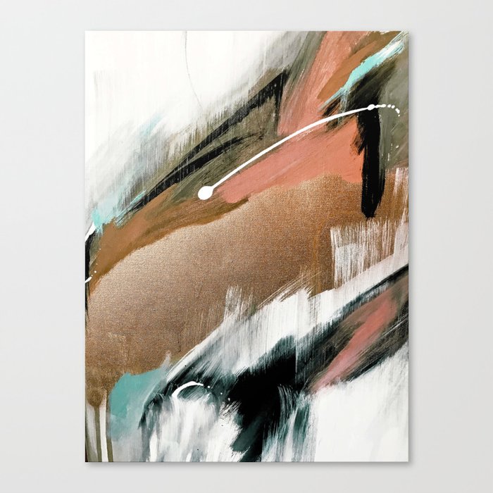 Head in the Clouds [2]: colorful abstract piece in pink, teal, gold, black and white Canvas Print