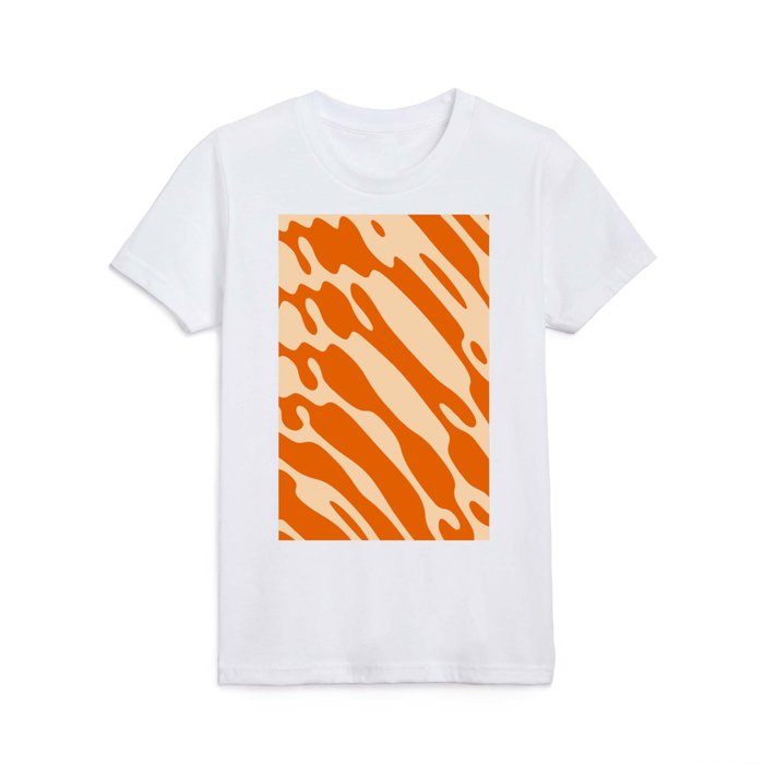 Deep Orange Liquid Tiger Stripes Abstract Vector Design  Kids T Shirt